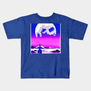 Walking towards the cloud moon. Kids T-Shirt